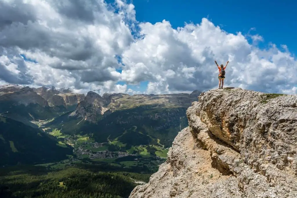 Woman Hiking On Mountain