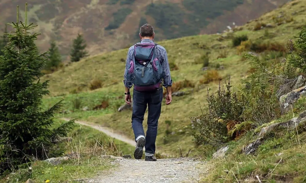 Everyday Man Hiking With Hiking Shoes