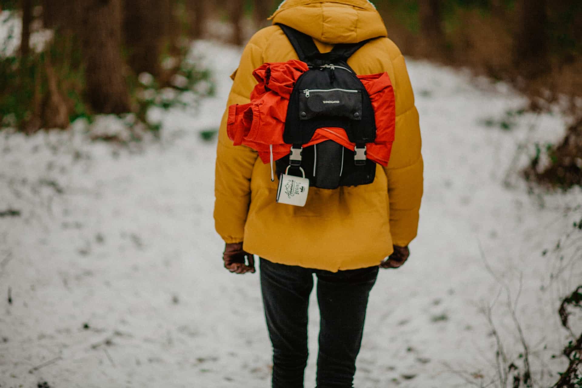 Man wearing North Face down jacket